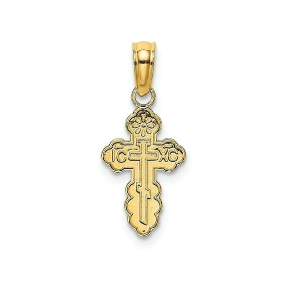 FJC Finejewelers 14k Yellow Gold Mini Eastern Orthodox Cross with Scalloped Edges Charm