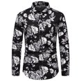 thumbnail image 1 of Camisas Vaqueras Para Hombre Manga Corta Camisa de manga larga informal de rosa de tendencia de moda de otoño para hombre (Black, XXL), 1 of 2