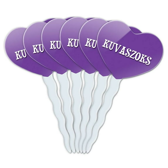 Kuvaszoks Heart Love Cupcake Picks Toppers - Set of 6
