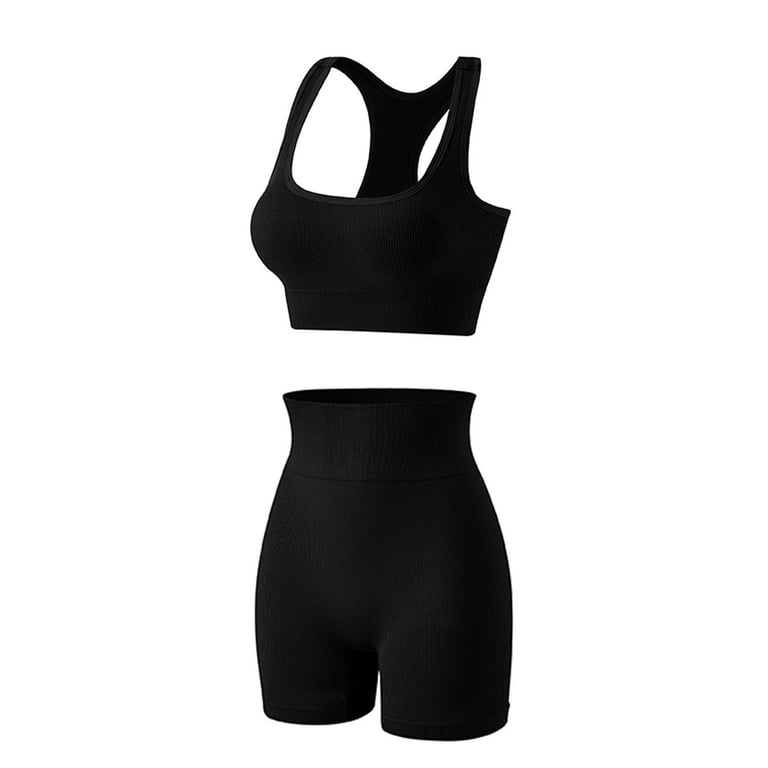 Yogalicious 2 Pack Seamless V-neck Sports Bra - White/black