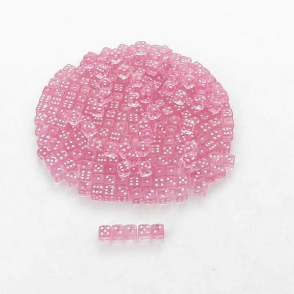 Pink Transparent Dice with White Pips D6 5mm (13/64in) Pack of 250 Koplow Games