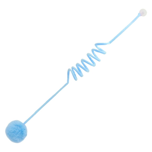 POLISE Spaces Hanging Cat Teaser Wand Toy with Retractable Elastic Rope and Plush Ball Attachment, Spring Coil Base, Fabric-Wrapped Cord, Indoor Interactive Play Stick for Cats Kittens, 27in