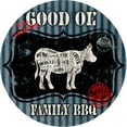 thumbnail image 2 of LightBoxJournal 12x12 Black Ornate Wood Framed with Double Matting Museum Art Print Titled - Good Ol Family BBQ Round Cow, 2 of 4