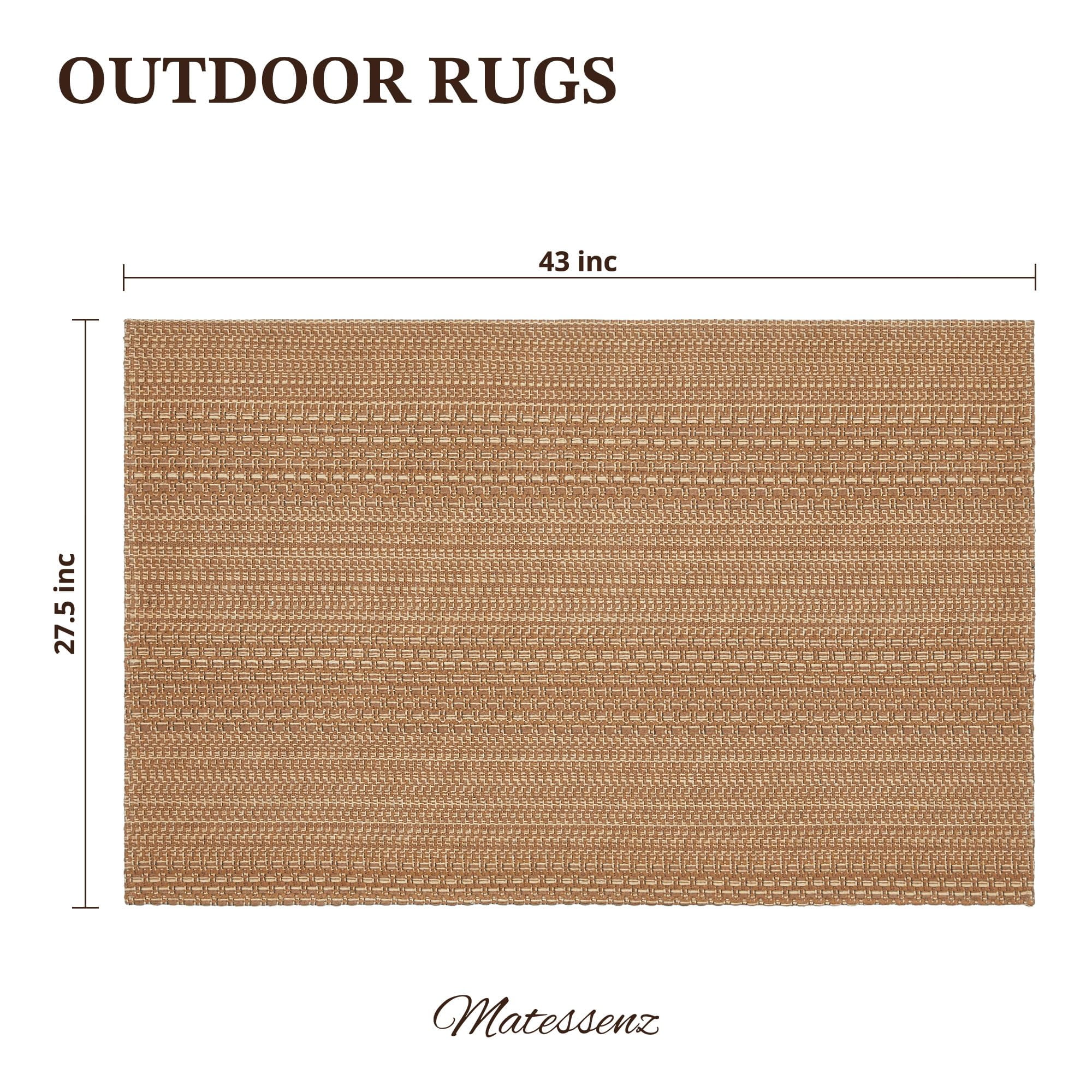 MatEssenz 27.5"x43" Outdoor Rug, Doormat for Front Door, Farmhouse Welcome Mat, Washable Low-Pile Cotton Blend Front Porch Rug, Light Taupe Brown Check Pattern