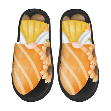 Balery Sunflower Gnomes 2 Slient Indoor Furry Fleece Comfort House Shoes Soft Non-Slip Home Shoes Cotton slippers House Slippers-- Medium