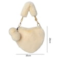 thumbnail image 2 of 2 Pieces Valentine's Day Furry Purse Soft Fluffy Heart Handbags for Women Girls Valentines Day Cute Present - Beige+light khaki, 2 of 5