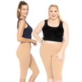 thumbnail image 2 of Stretch Is Comfort Women's Polyester Plus Size Knee Length Leggings Beige 2X, 2 of 7