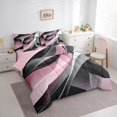 thumbnail image 3 of Castle Fairy Geometric Stripes Girl 7 Pieces Bedding Comforter Set,Black Pink Full Bedding Set Lightweight,Abstract Vintage Fitted Sheet Flat Sheet,Luxury Bedroom Decor, 3 of 8