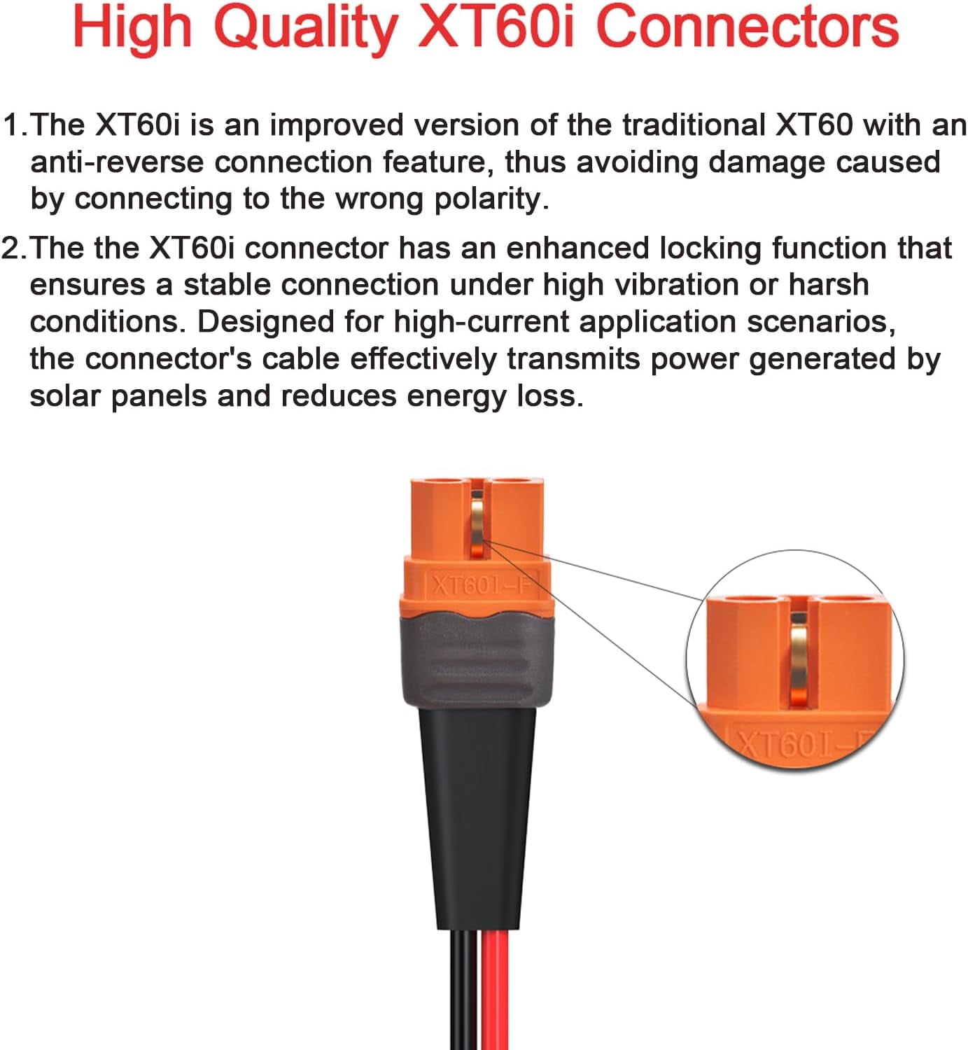 12AWG 10FT Solar to XT60i Cable 2 10 25 35 50 75 100FT Solar Connector to XT60i Adapter Cable for Portable Power Station (10FT)