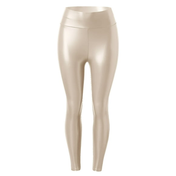 Outfmvch Leggings For Women Joggers For Women Womens Faux Leather Leggings Stretch High Waisted Pleather Pants Tights For Women Beige Xxl
