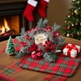 thumbnail image 2 of Yhmxh Christmas Candle Rings Wreath Red Berry Garland Ring Holder Pinecones Wreaths Artificial Berries Snowy Pine Garland Candle Ring Holder for Christmas Wedding Home Table Centerpiece, 2 of 7