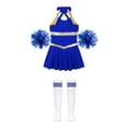 thumbnail image 5 of iiniim Kids Girls Cheer Leader Dance Cheerleading Uniform Dress with Pom Pom Socks Party Royal Blue B 12, 5 of 7