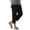 Black, variant on Linen Pants for Women Casual Wide Leg Elastic Waist Ankle-Length Straight Leg Pants with Slit Solid Color Comfy Spring Summer Vacation, White XXL