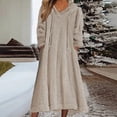 thumbnail image 2 of Prolriy Robe à Manches Longues pour Femmes Robe Décontractée Solide en Peluche à Capuche Robe Ample avec Poche Robe Chandail Robe Chandails Robes pour Femmes Kaki TTTG, 2 of 4