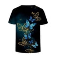 thumbnail image 2 of Gibobby Playera Manga Corta para Mujer Camisetas verano manga corta talla grande para mujer, camisetas entrenamiento informales con cuello en V, túnica Fl(Marina,XL), 2 of 5