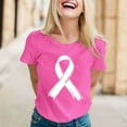 thumbnail image 2 of Cancer Shirts Women Fight Cancer Shirt Cancer Awareness Tshirt Pink Ribbon Cure Cancer Awareness T-Shirt Survivor Short Sleeve Tee Top (Hot Pink, XL), 2 of 4