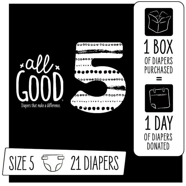 (2 Pack) All Good Absorbent and Hypoallergenic Diapers, Size 5, 21 ct