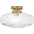 thumbnail image 5 of Possini Euro Design Brianna 16" Modern Semi Flush-Mount Ceiling Light Fixture Kitchen Foyer Round Warm Brass Finish Ribbed Glass, 5 of 7
