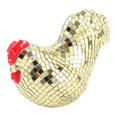 thumbnail image 2 of Figura de pollo con bola de discoteca de espejo, decoración de mesa, acabado de espejo reflectante oro, 2 of 9