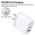 thumbnail image 3 of USB C Block Charger,2PCS ABCPOW 20W PD Type C Charger Block QC3.0 Dual USB Wall Charger Adapter Plug USB C Brick Power Delivery Fast Charge Quick Charging Charger Block,White, 3 of 6