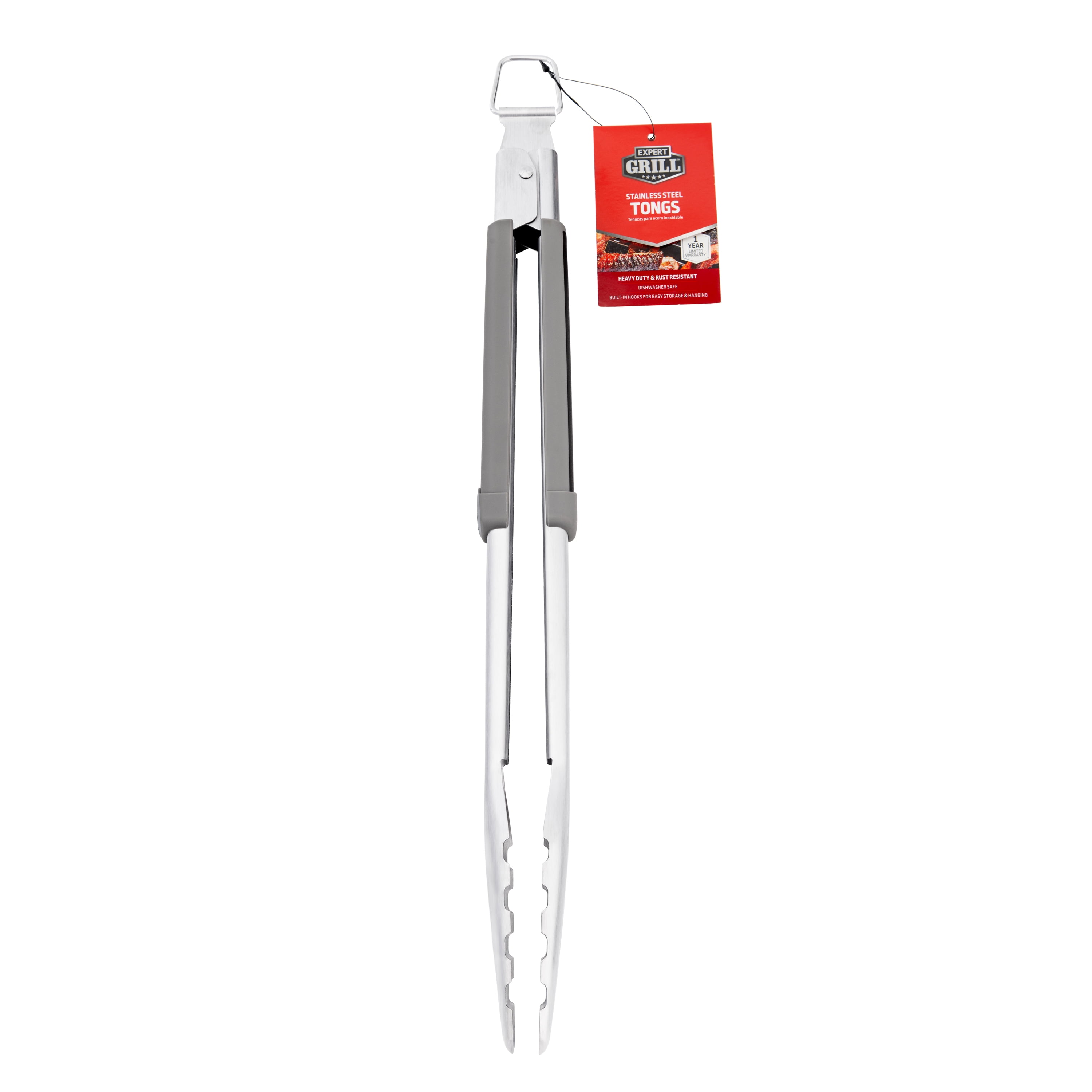 Expert Grill Stainless Steel Grill Tongs, Black & Gray