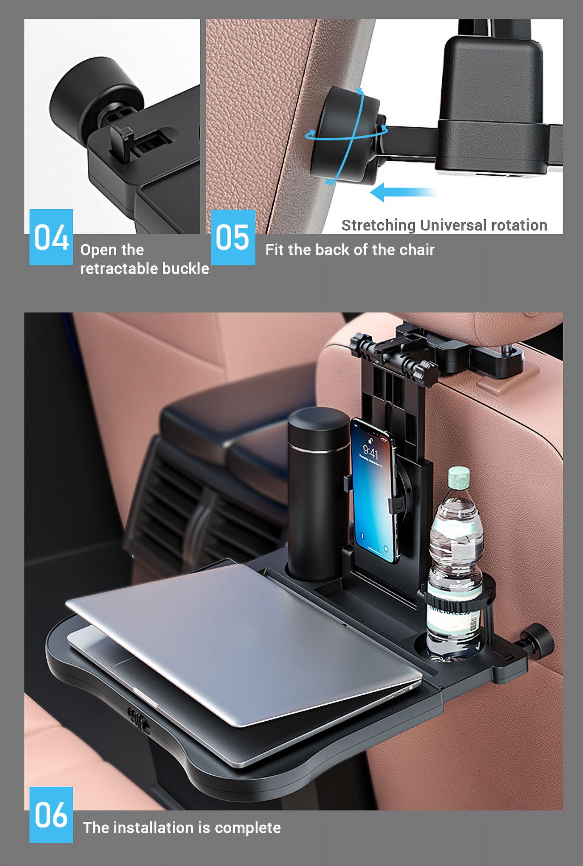 Lost ocean NEW Multi-functional Car Vehicle Seat Portable Foldable Car Seat  Back Pc Mount Tray Black Table Laptop Notebook Desk Table Car Dining Food  Drink Desk…