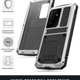 thumbnail image 3 of Samsung Galaxy S21 Ultra 2021 Metal Case with Screen Protector, Dteck Outdoor Sports Military Heavy Duty Shockproof Sturdy Full Cover Hybrid Aluminum Metal Hard Case with Kickstand, Silver, 3 of 7