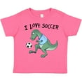 thumbnail image 3 of Inktastic I Love Soccer-dinosaur in Blue Boys or Girls Toddler T-Shirt, 3 of 5