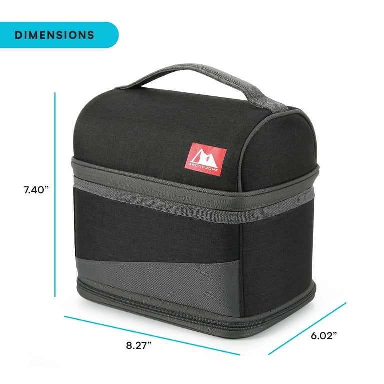 Arctic Zone Expandable Lunch Box with Ice Pack, Black/Gray