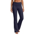 thumbnail image 5 of EliteGoogv Womens Yoga Pants Fold Waist Wide Leg Trousers For Women Summer Vacation Casual Pants Navy M, 5 of 7
