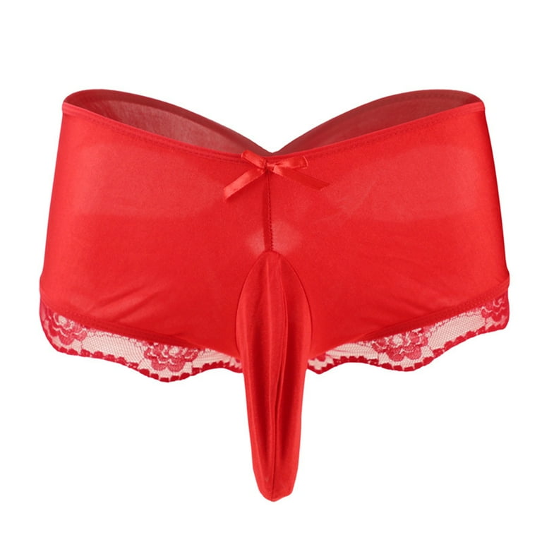 JUPAOPON Underwear clearance under $3.00 Lingerie for Women Men's Sexy  Underwear Briefs Slippery Lace Back Cross Boxer Briefs