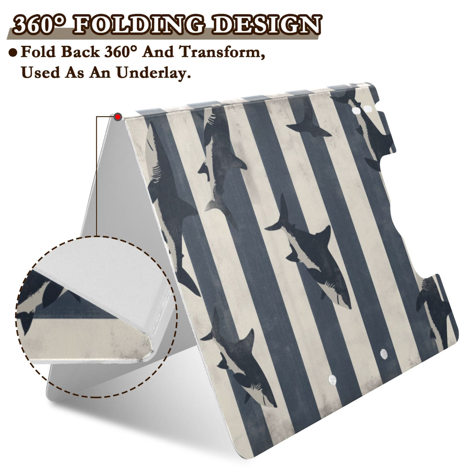 FORMRS A4 Clipboard Folder with Pen Holder Horizontal Foldable School Office Binder, Dark Sharks