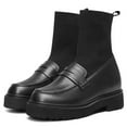 thumbnail image 6 of CMR CHAMARIPA Elevator Shoes For Women - Black Calfskin Sock Loafer Boots 3.15 Inches / 8CM, 6 of 8