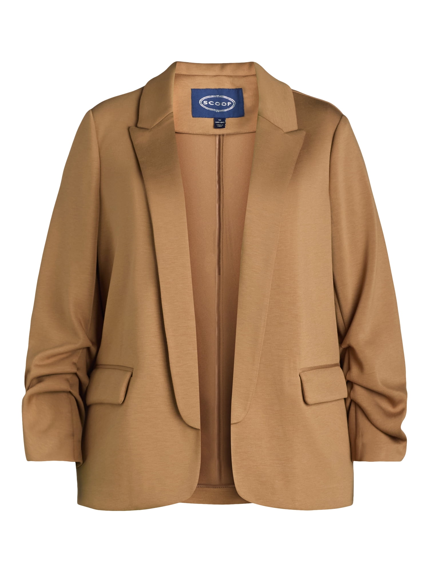 Scoop Women's and Women’s Plus Relaxed Ultimate ScubaKnit Blazer with Scrunch Sleeves, Sizes XS-4X