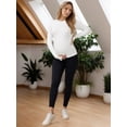 thumbnail image 3 of DARING DIVA Women's Maternity Stretchy Fitted Crew Neck Long Sleeve Tops M White, 3 of 8