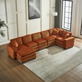 thumbnail image 5 of Modern U Shaped 6-seat Sectional Sofa Couch with one Ottoman and three toss pillows ,Modular Sofa for Living Room,Corduroy sofa, 5 of 27
