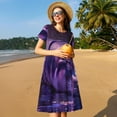 thumbnail image 4 of Disketp Purple Hippo In Water para Vestido de Manga Corta para Mujeres, Vestidos de Verano para Mujeres, Casual y Holgado para la Playa, 4 of 6