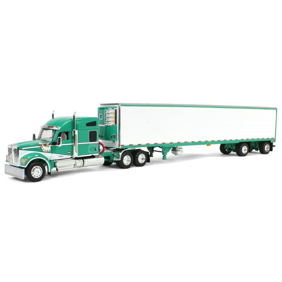 First Gear DCP 1/64 Green & White Kenworth W990 with Spread Axle Reefer Trailer 60-1946