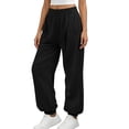 thumbnail image 2 of SZJXBUY Casual Sweat Pants for Women Basic Elastic Bottom High Waist Joggers with Pockets Baggy Athletic Work Pants Fall Black,L, 2 of 6