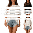 thumbnail image 3 of Lumistal Women's Mesh Top Round Neck Short Sleeve Lace Shirt for Women See Through T Shirt Party Club Night Lace Blouse Summer Music Festival Outfit Black L, 3 of 5