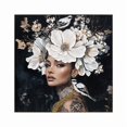 thumbnail image 4 of Floral Woman Canvas Wall Art Black and White Bird Tattoo Portrait | Modern style canvas artwork decorates living room, bedroom, or office, 4 of 6