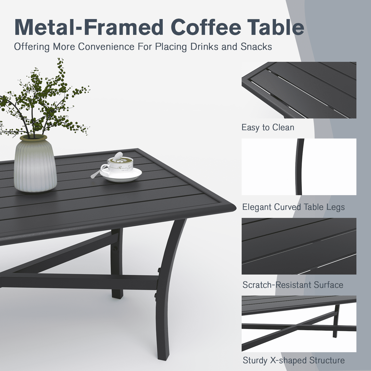 AECOJOY Patio Furniture Sets On Sale,Metal Outdoor Furniture Sets Clearance,Wicker Rattan Patio Conversation Sets For Porch, Garden and Backyard,Dark Grey