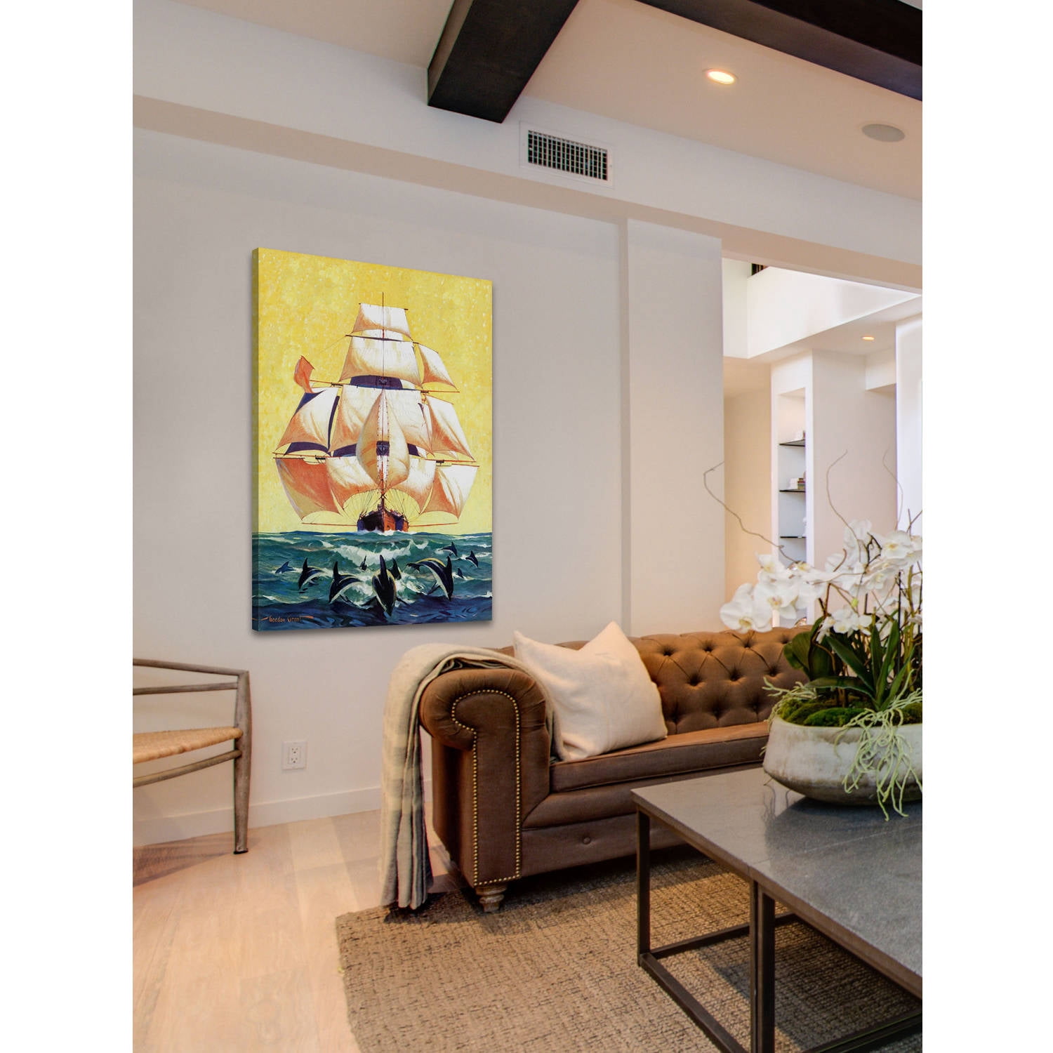 "Led by Dolphins" Painting Print on Wrapped Canvas