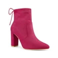 thumbnail image 1 of Unique Bargains Women's Pull on Drawstring Block Heel Ankle Boots Hot Pink (Size 6.5), 1 of 8