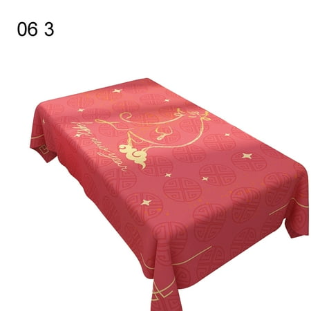 

Wanwan New Year Pattern Pinted Tablecloth Waterproof Dustproof Dining Table Cover Decor