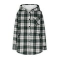 thumbnail image 4 of Oksale Plaid Flannel Shackets for Women with Hood Fleece Jackets Casual Button Down Shacket Jacket with Pockets Long Sleeve Coats Warm Soft Fall Coat Black L, 4 of 9