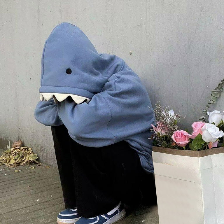 Pxiakgy Women Cute Shark Hoodie Long Sleeve Blue Kawaii Shark