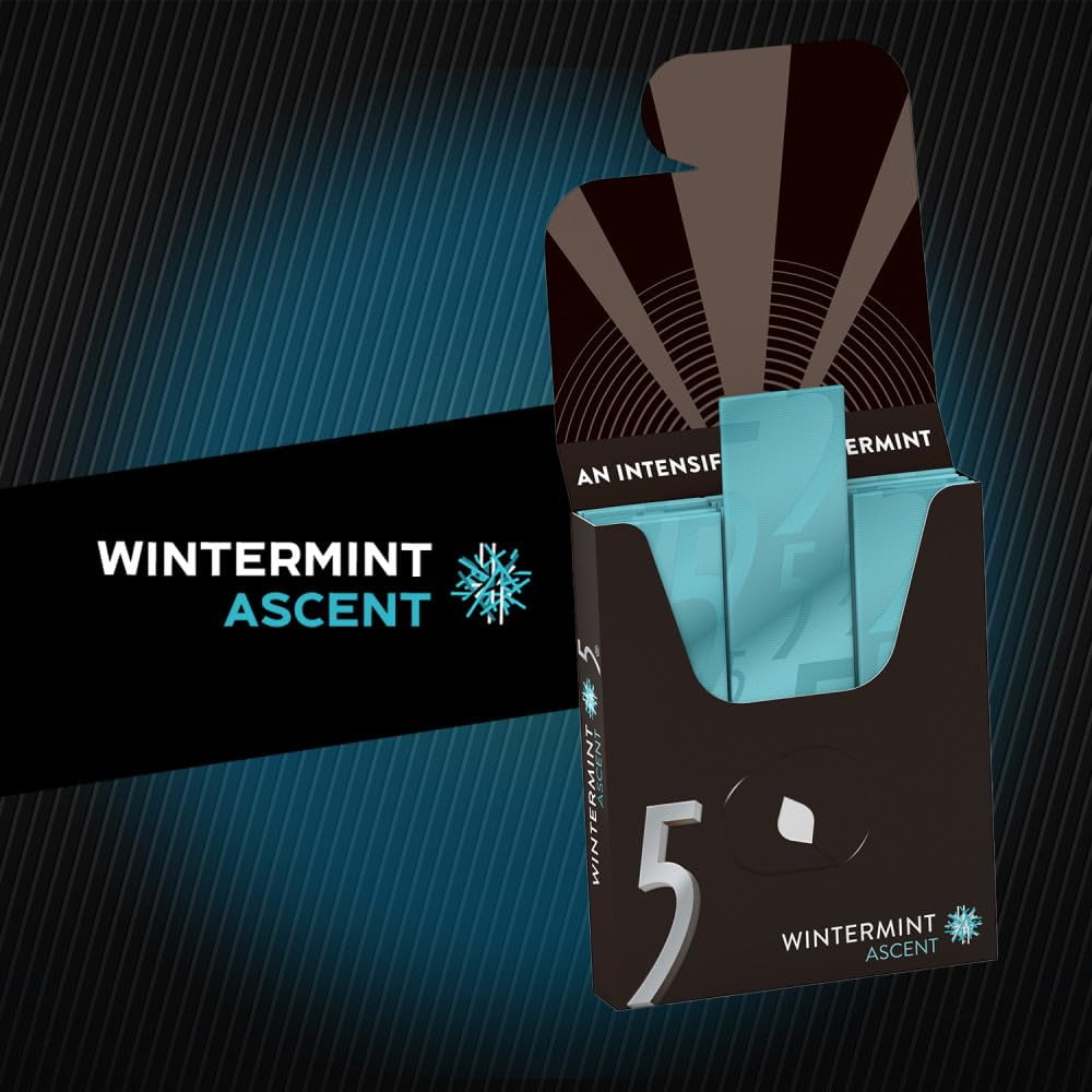 5 Gum Winter-Mint Ascent Sugar-Free Gum, 15 Count (Pack of 10)