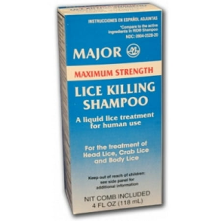 Major Max Strength Lice Killing Shampoo w/Comb 4oz Each