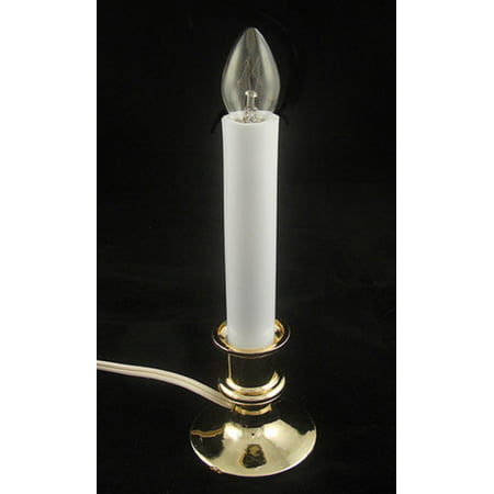 9" Brass Christmas Indoor Candle Lamp with Timer - Clear C7 Light